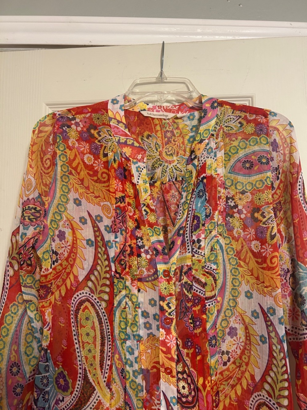 2/$15 Soft surroundings orange floral tunic - Picture 2 of 7